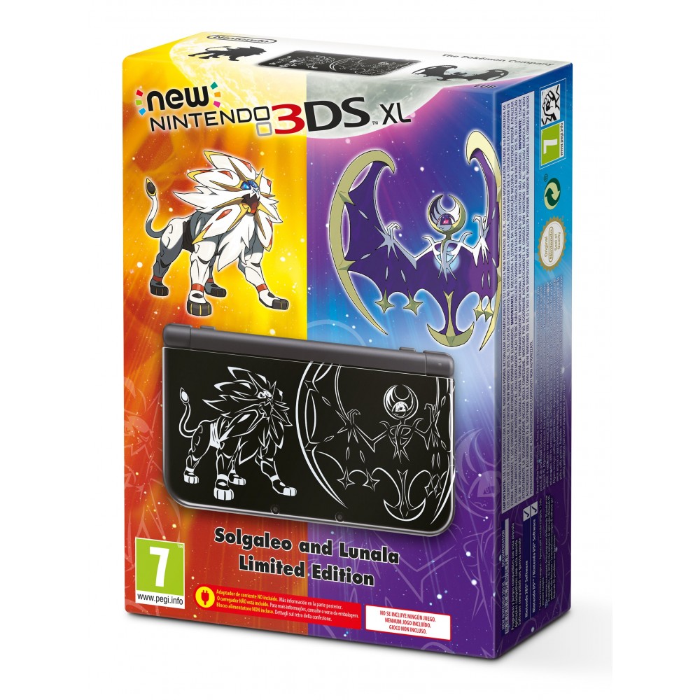 NEW NINTENDO 3DS XL EDICIÓN POKÉMON SOL / LUNA CONSOLA 3DSXL NEGRA SOLGALEO LUNALA