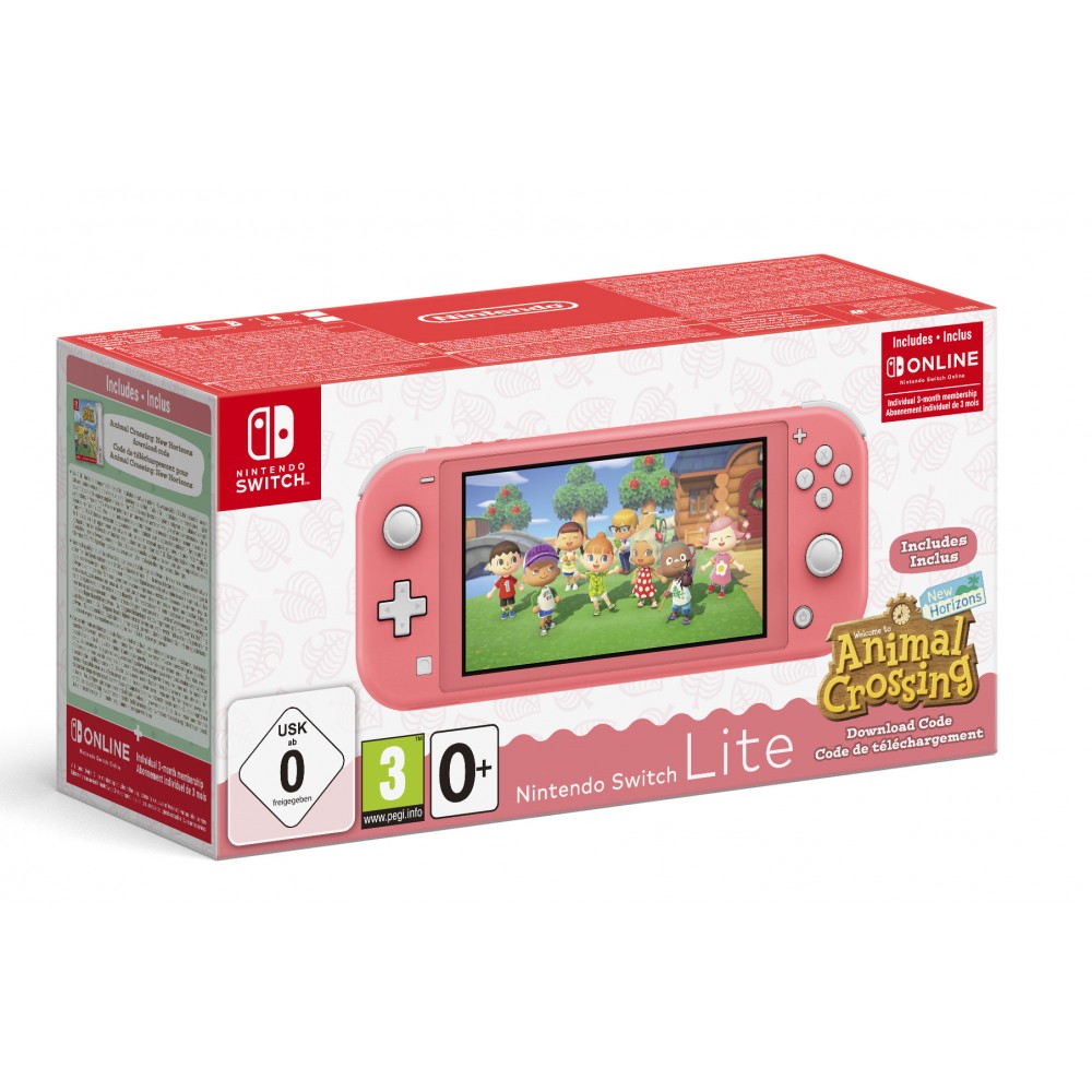 NINTENDO SWITCH LITE CORAL + ANIMAL CROSSING DIGITAL + SUBSCRIPCION 90 DIAS