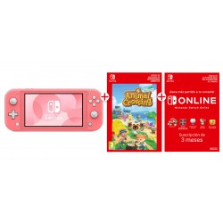 NINTENDO SWITCH LITE CORAL + ANIMAL CROSSING DIGITAL + SUBSCRIPCION 90 DIAS