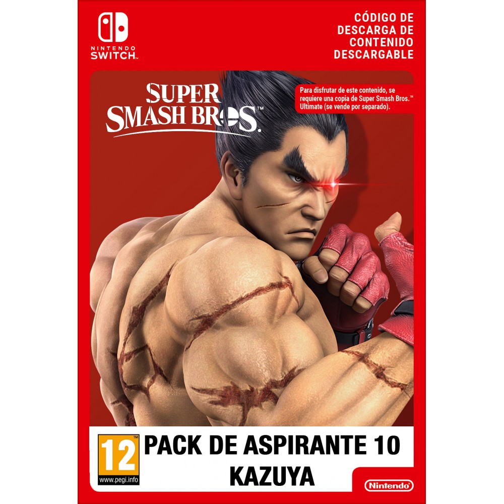 SUPER SMASH BROS ULTIMATE PACK DE ASPIRANTE 10 KAZUYA DE TEKKEN CÓDIGO CONTENIDO DIGITAL