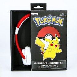 AURICULARES INFANTILES POKEMON POKEBALL CON VOLUMEN LIMITADO PARA NIÑOS DE 3 A 7 AÑOS