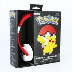 AURICULARES INFANTILES POKEMON POKEBALL CON VOLUMEN LIMITADO PARA NIÑOS DE 3 A 7 AÑOS