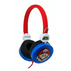 AURICULARES INFANTILES SUPER MARIO AZUL Y ROJO VOLUMEN LIMITADO PARA NIÑOS DE 3 A 7 AÑOS