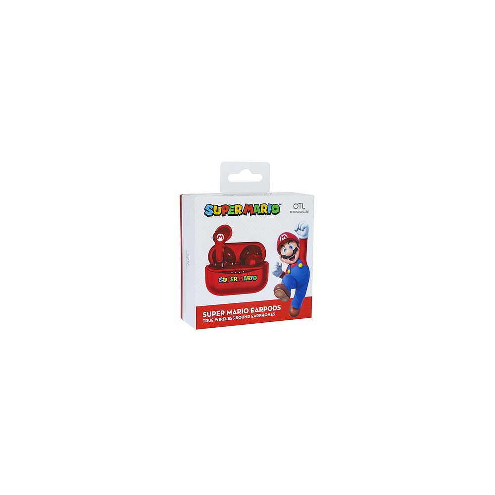 SUPER MARIO EARPODS BLUETOOTH V5.0 CON CAJA DE CARGA ROJA DE OTL TECHNOLOGIES