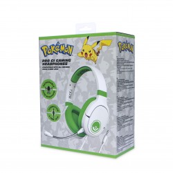 AURICULARES GAMING PRO G1 POKEMON VERDE Y BLANCO CON MICRÓFONO EXTRAIBLE Y CABLE