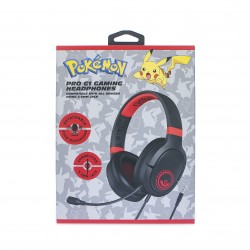 AURICULARES GAMING PRO G1 POKEMON ROJO Y NEGRO CON MICRÓFONO EXTRAIBLE Y CABLE