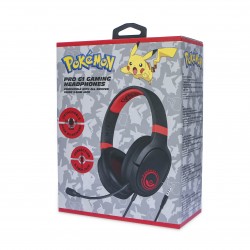 AURICULARES GAMING PRO G1 POKEMON ROJO Y NEGRO CON MICRÓFONO EXTRAIBLE Y CABLE