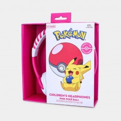 AURICULARES INFANTILES POKÉMON POKEBALL ROSA PEQUEÑO TAMAÑO Y VOLUMEN LIMITADO