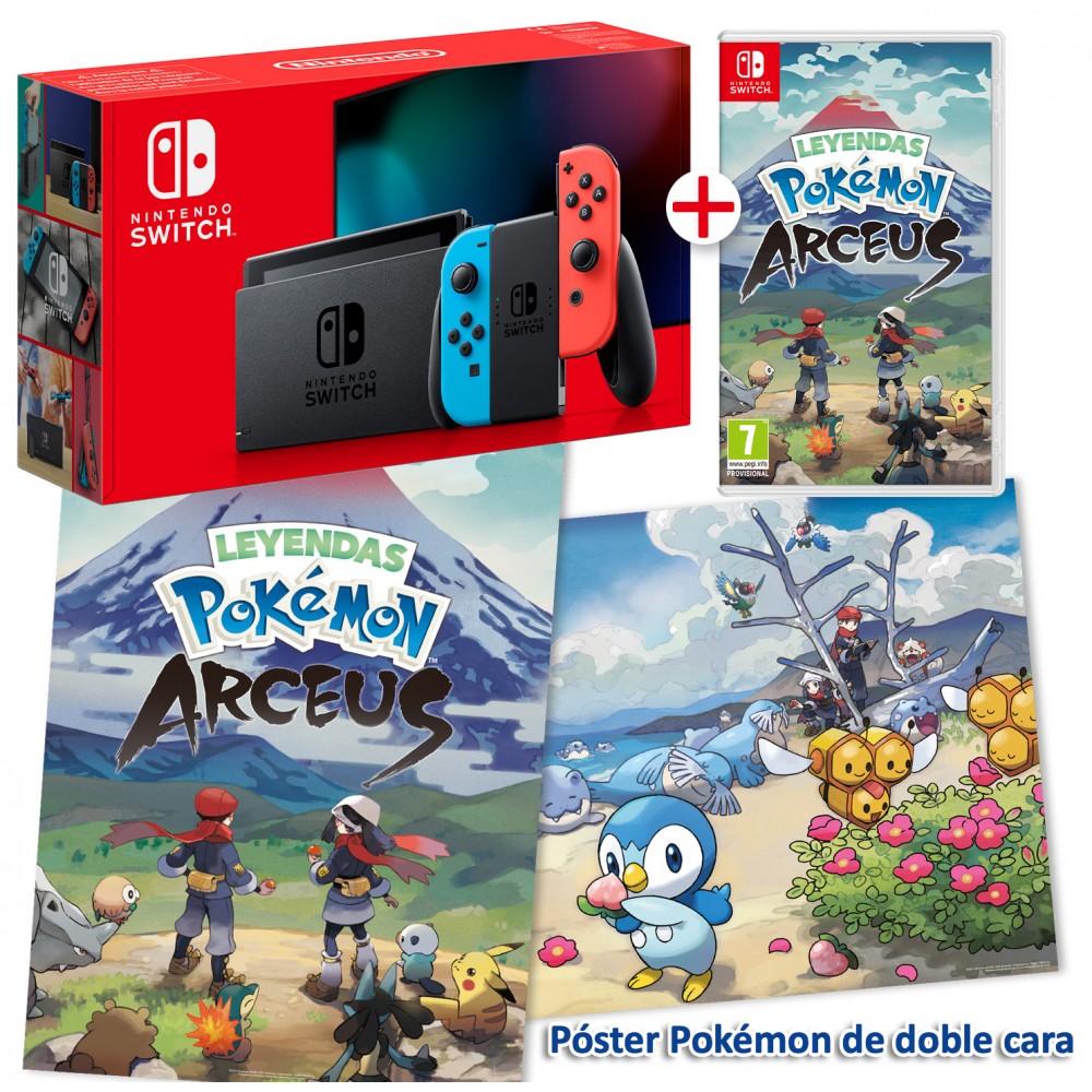 NINTENDO SWITCH NEON CONSOLA MODELO 2019 + JUEGO FÍSICO LEYENDAS POKÉMON ARCEUS