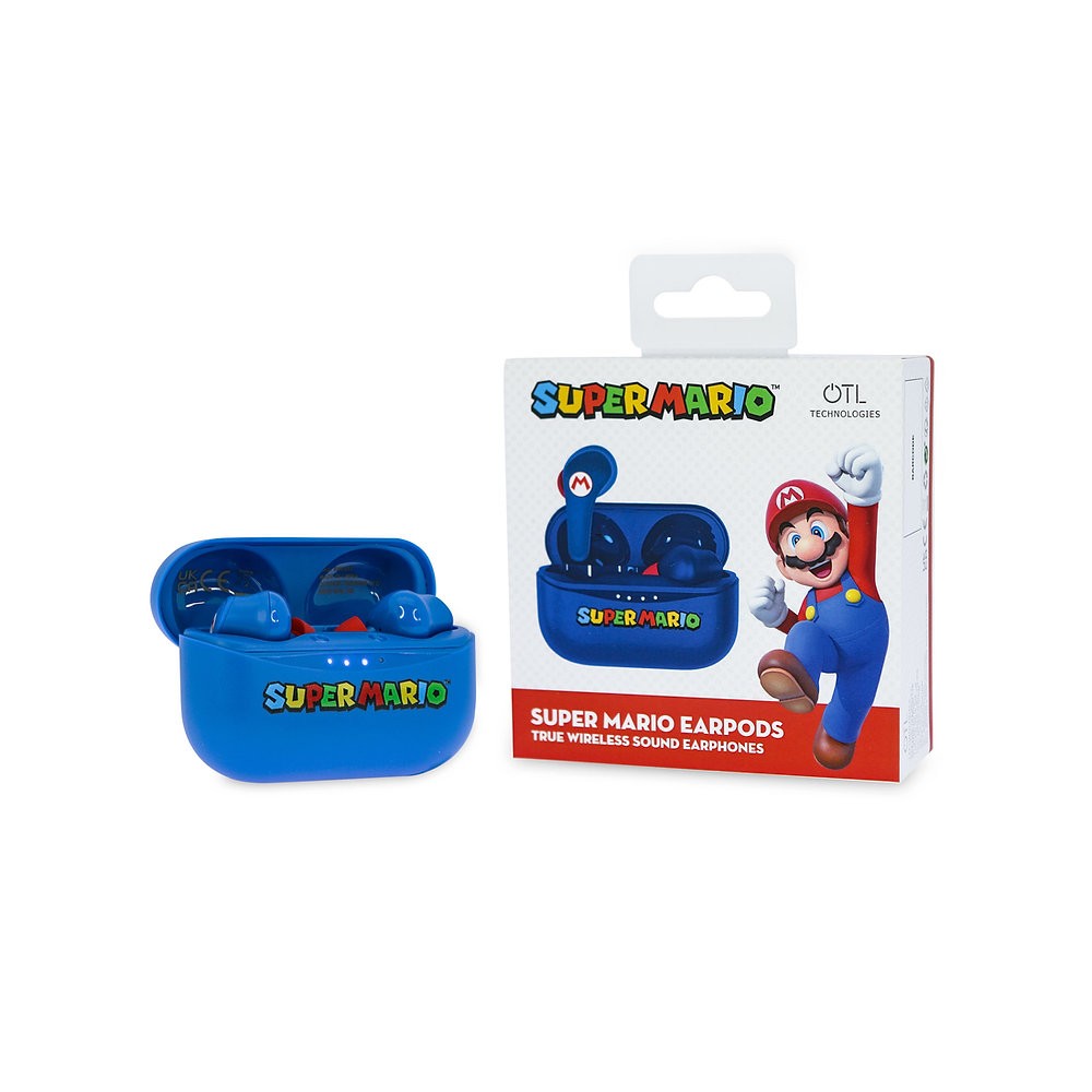 SUPER MARIO EARPODS BLUETOOTH V5.0 CON CAJA DE CARGA AZUL DE OTL TECHNOLOGIES