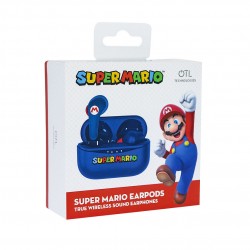 SUPER MARIO EARPODS BLUETOOTH V5.0 CON CAJA DE CARGA AZUL DE OTL TECHNOLOGIES