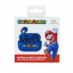 SUPER MARIO EARPODS BLUETOOTH V5.0 CON CAJA DE CARGA AZUL DE OTL TECHNOLOGIES