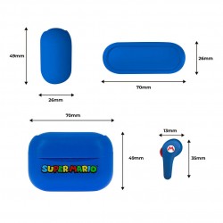 SUPER MARIO EARPODS BLUETOOTH V5.0 CON CAJA DE CARGA AZUL DE OTL TECHNOLOGIES