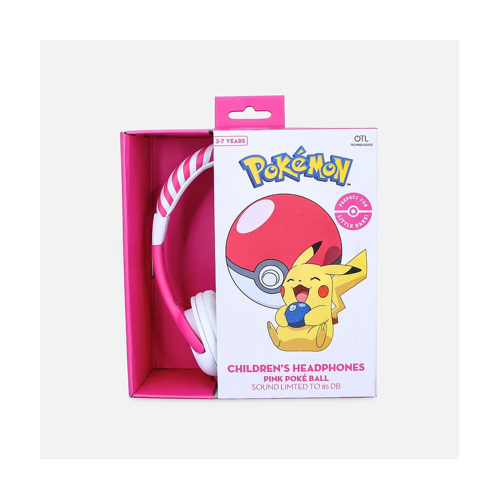 AURICULARES INFANTILES POKÉMON POKEBALL ROSA PEQUEÑO TAMAÑO Y VOLUMEN LIMITADO