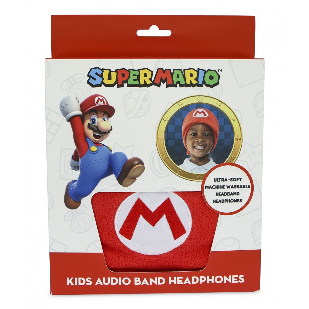 AURICULARES INFANTILES PLANOS CON BANDA AJUSTABLE Y LAVABLE SUPER MARIO