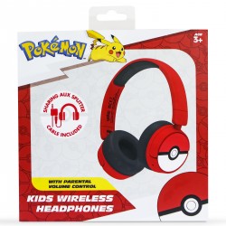 AURICULARES INFANTILES INALÁMBRICOS POKEBALL POKÉMON BLUETOOTH PLEGABLES