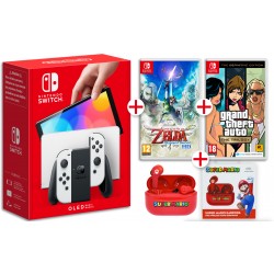 CONSOLA NINTENDO SWITCH OLED + ZELDA SKYWARD SWORD HD + GTA TRILOGY + SUPERMARIO EARPODS