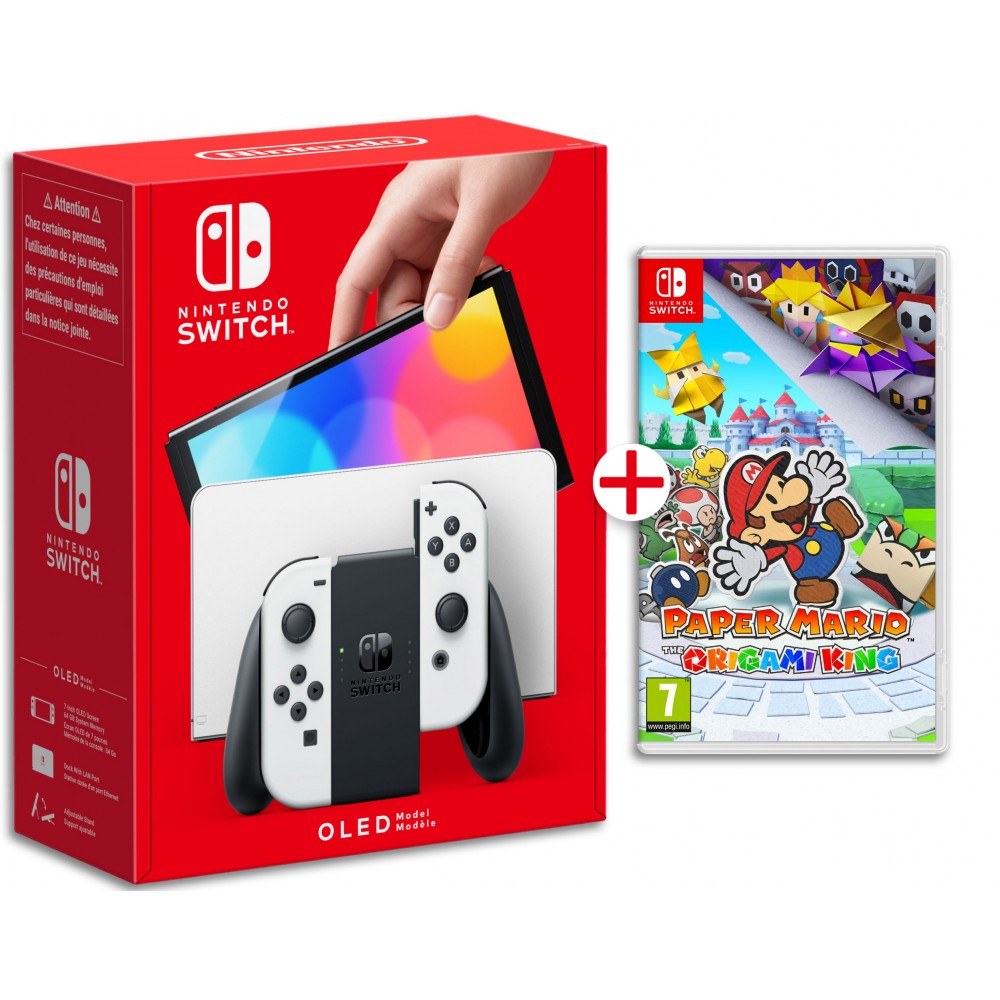 CONSOLA NINTENDO OLED BLANCA + PAPER MARIO ORIGAMI KING JUEGO FÍSICO