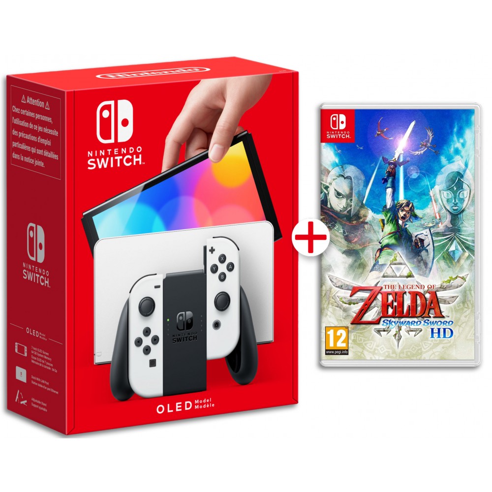 CONSOLA NINTENDO SWITCH OLED BLANCA + THE LEGEND OF ZELDA: SKYWARD SWORD HD SWITCH JUEGO FÍSICO