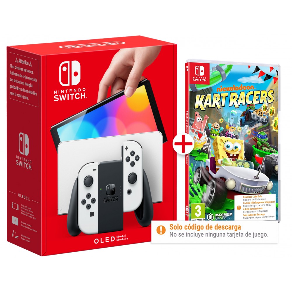 CONSOLA NINTENDO SWITCH OLED + JUEGO COMPLETO NICKELODEON KART RACERS CÓDIGO DE DESCARGA DIGITAL