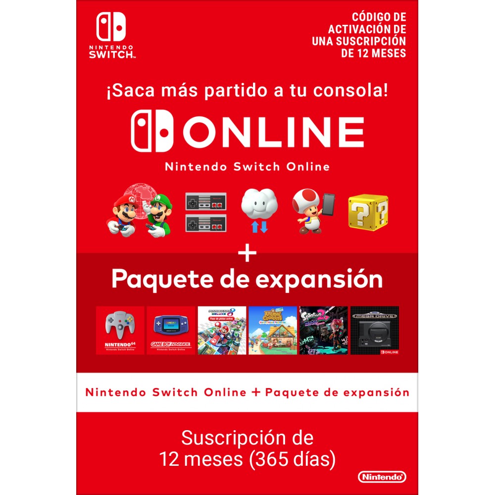 NINTENDO SWITCH ONLINE + EXPANSION PACK SUSCRIPCIÓN INDIVIDUAL DE 12 MESES (365 DÍAS)