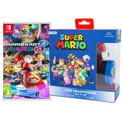 JUEGO FÍSICO NINTENDO SWITCH ELIGE TU FAVORITO + AURICULARES INFANTILES CON CABLE Y VOLUMEN LIMITADO OFICIALES SUPER MARIO