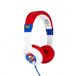 AURICULARES INFANTILES CON CABLE SUPER MARIO LIMITADOS EN VOLUMEN COLOR BLANCO Y ROJO