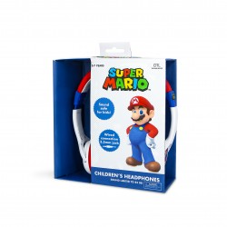 AURICULARES INFANTILES CON CABLE SUPER MARIO LIMITADOS EN VOLUMEN COLOR BLANCO Y ROJO