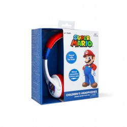 AURICULARES INFANTILES CON CABLE SUPER MARIO LIMITADOS EN VOLUMEN COLOR BLANCO Y ROJO