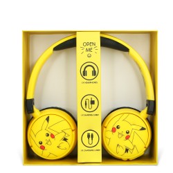 AURICULARES INFANTILES SIN CABLE POKEMON PIKACHU CON CONTROL PARENTAL DE VOLUMEN Y CABLE PARA COMPARTIR AUDIO