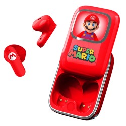 AURICULARES INALÁMBRICOS SUPER MARIO CON ESTUCHE DE CARGA DESLIZANTE Y LUZ LED