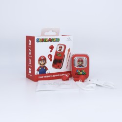 AURICULARES INALÁMBRICOS SUPER MARIO CON ESTUCHE DE CARGA DESLIZANTE Y LUZ LED