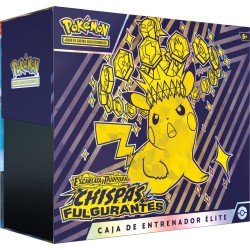 POKEMON CAJA ENTRENADOR ELITE CHISPAS FULGURAN ESCARLATA Y PÚRPURA CHISPAS FULGURANTES SV8 JCC POKEMON ESPAÑOL JUEGO DE CARTAS