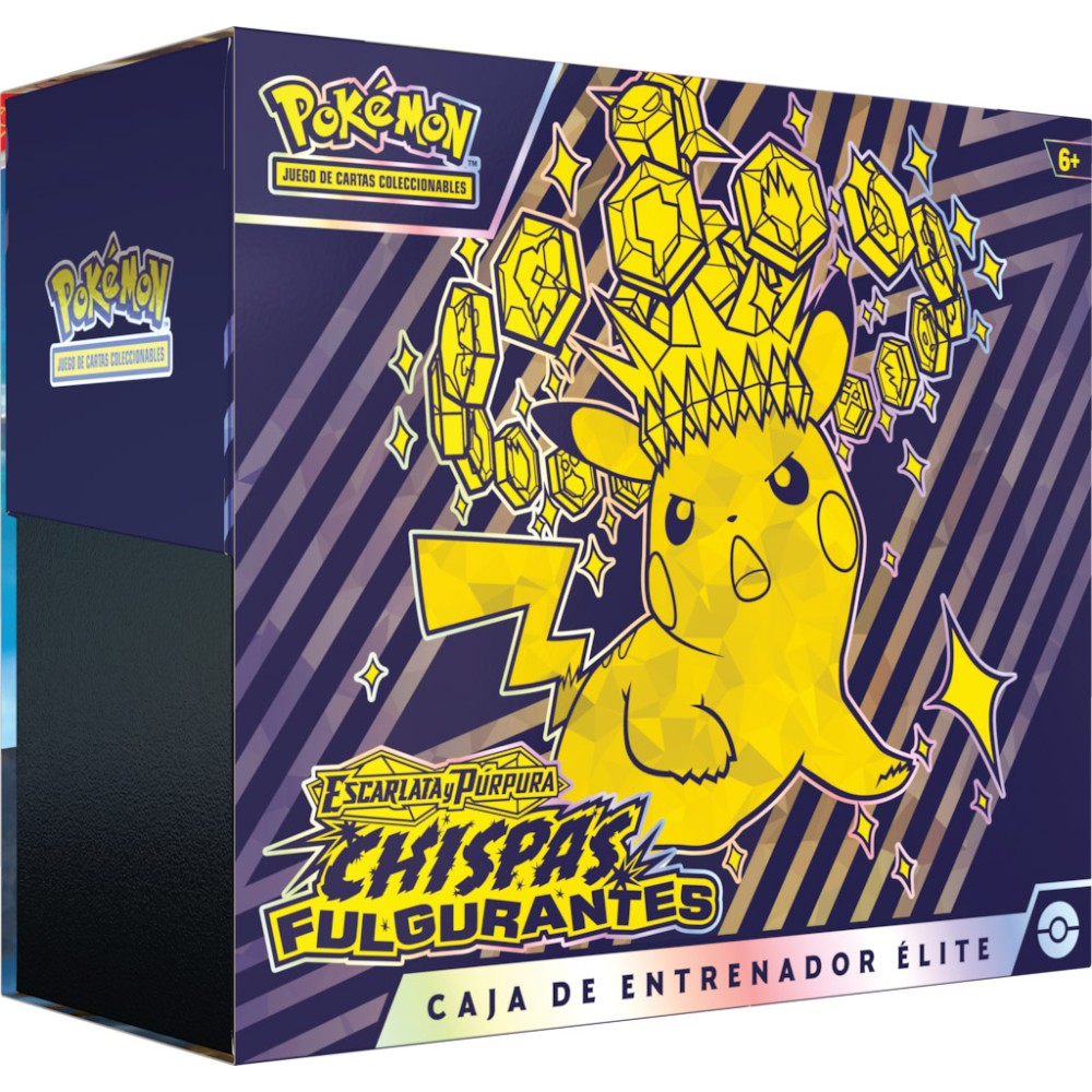POKEMON CAJA ENTRENADOR ELITE CHISPAS FULGURAN ESCARLATA Y PÚRPURA CHISPAS FULGURANTES SV8 JCC POKEMON ESPAÑOL JUEGO DE CARTAS