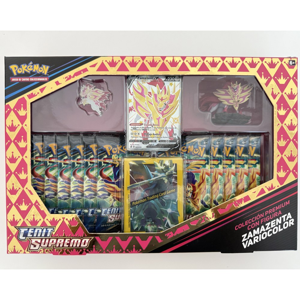 POKEMON SHINY ZAMAZENTA BOX 12.5 CENIT SUPREMO COLECCIÓN PREMIUM CON FIGURA ZAMAZENTA VARIOCOLOR JCC POKEMON ESPAÑOL