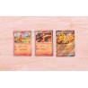 CARTAS POKÉMON PACK CHARIZARD EX 3 CARTAS HOLOGRÁFICAS DE PROMOCIÓN 1 FIGURA PARA EXHIBIR UNA CARTA Y 10 SOBRES DE MEJORA