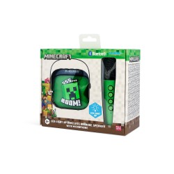 ALTAVOZ DE KARAOKE INALÁMBRICO CON MICRÓFONO Y LUCES LED MINECRAFT COMPATIBLE CON CUALQUIER FUENTE DE SONIDO BLUETOOTH