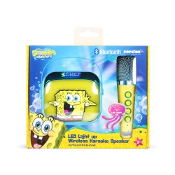 ALTAVOZ DE KARAOKE INALÁMBRICO CON MICRÓFONO Y LUCES LED BOB ESPONJA COMPATIBLE CON CUALQUIER FUENTE DE SONIDO BLUETOOTH