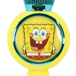 MICRÓFONO DE KARAOKE INALÁMBRICO CON LUCES LED BOB ESPONJA FUNCIONA CON CUALQUIER FUENTE DE SONIDO BLUETOOTH LICENCIA SPONGEBOB