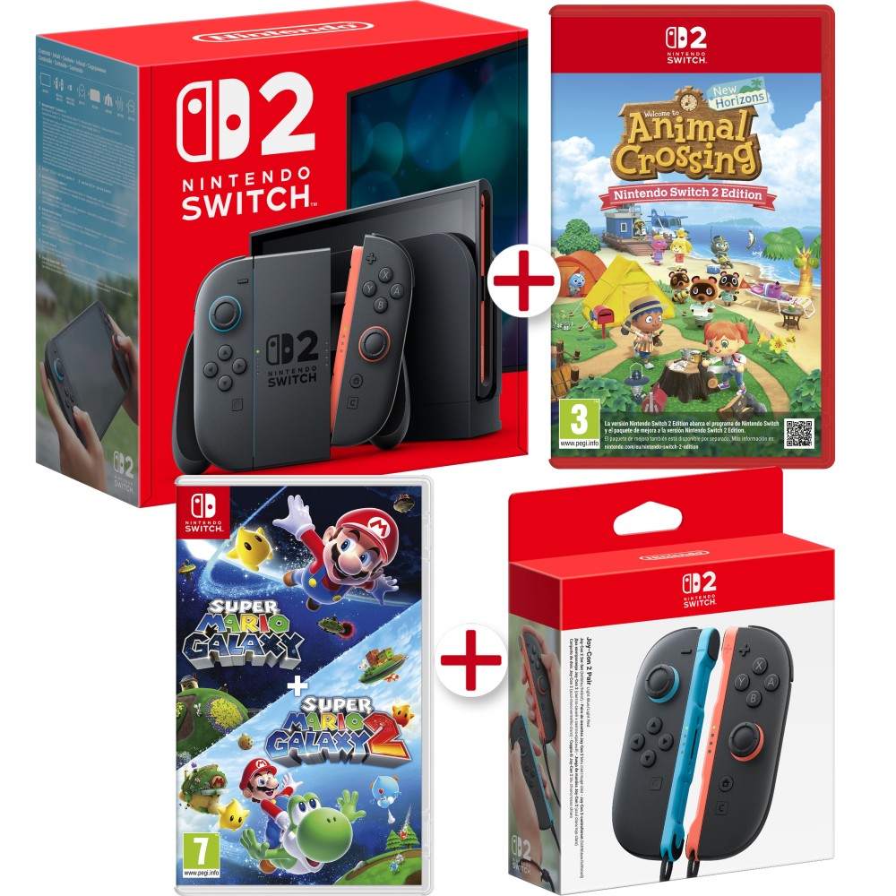 NINTENDO SWITCH 2 + ANIMAL CROSSING SWITCH 2 + SUPER MARIO GALAXY 1 Y 2 + JOYCON