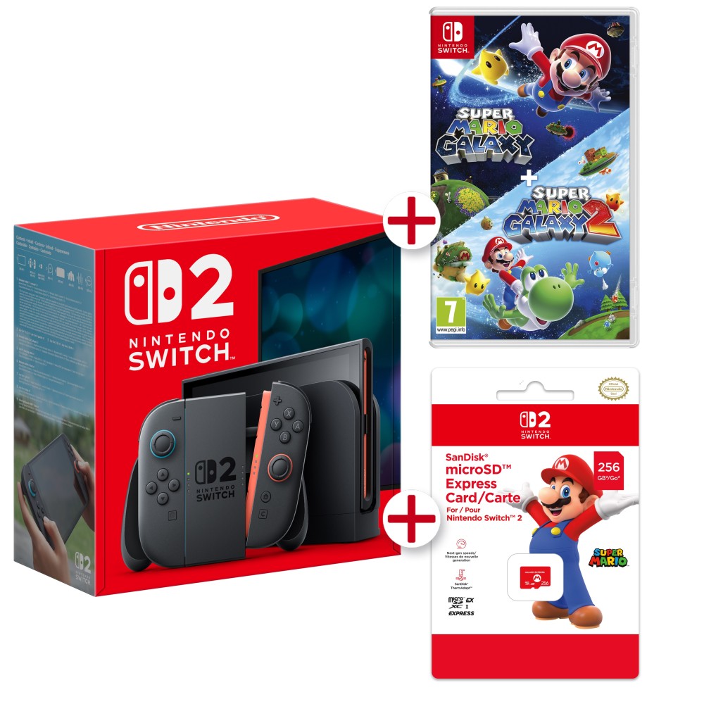 CONSOLA NINTENDO SWITCH 2 + SUPER MARIO GALAXY 1Y2 + MicroSD EXPRESS CARD VERSIÓN ESPAÑOLA GARANTÍA EUROPEA EUROPEAN WARRANTY