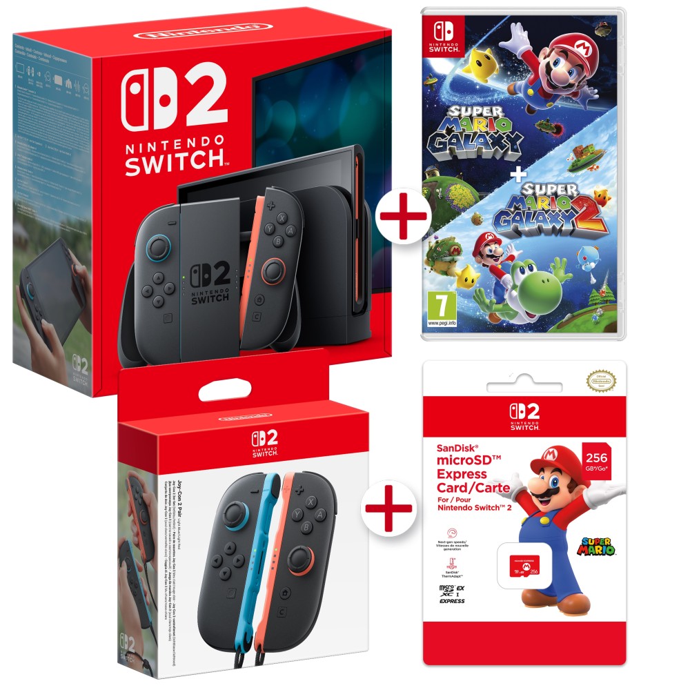CONSOLA NINTENDO SWITCH 2 + SUPER MARIO GALAXY 1Y2 + JOYCON + MicroSD EXPRESS CARD VERSIÓN ESPAÑOLA GARANTÍA EUROPEA EU WARRANTY
