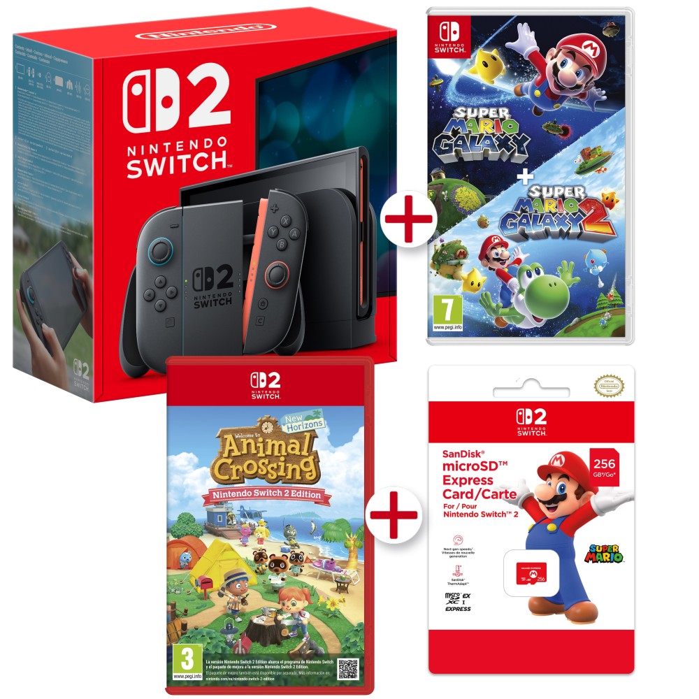 CONSOLA NINTENDO SWITCH 2 + ANIMAL CROSSING 2 + SUPER MARIO GALAXY 1Y2 + MicroSD EXPRESS CARD VERSIÓN ESPAÑOLA GARANTÍA EUROPEA