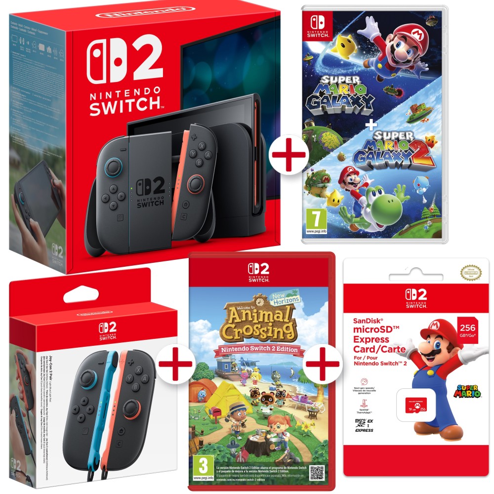 CONSOLA NINTENDO SWITCH 2 + ANIMAL CROSSING 2 + SM GALAXY 1Y2 + JOYCON + MicroSD EXPRESS CARD VERSIÓN ESPAÑOLA GARANTÍA EUROPEA