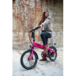 BICICLETA ELÉCTRICA PLEGABLE IBIZA RAINBOW PINK PANTHER LITTIUM COLOR ROSA CON BATERÍA DE 10,4 AH Y ACCESORIOS GARANTÍA EUROPEA