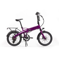 BICICLETA ELÉCTRICA PLEGABLE IBIZA RAINBOW DEEP PURPLE LITTIUM COLOR VIOLETA CON BATERÍA DE 10,4AH Y ACCESORIOS GARANTÍA EUROPEA
