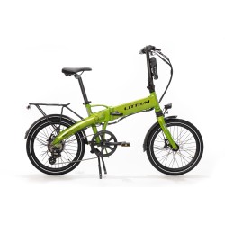 BICICLETA ELÉCTRICA PLEGABLE  IBIZA RAINBOW GREEN PEACE LITTIUM COLOR VERDE CON BATERÍA DE 10,4 AH Y ACCESORIOS GARANTÍA EUROPEA