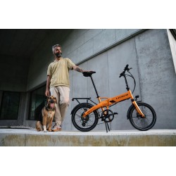 BICICLETA ELÉCTRICA PLEGABLE IBIZA RAINBOW ORANGE JUICE LITTIUM COLOR NARANJA CON BATERÍA DE 10,4 AH Y ACCESORIOS GARANTÍA EU