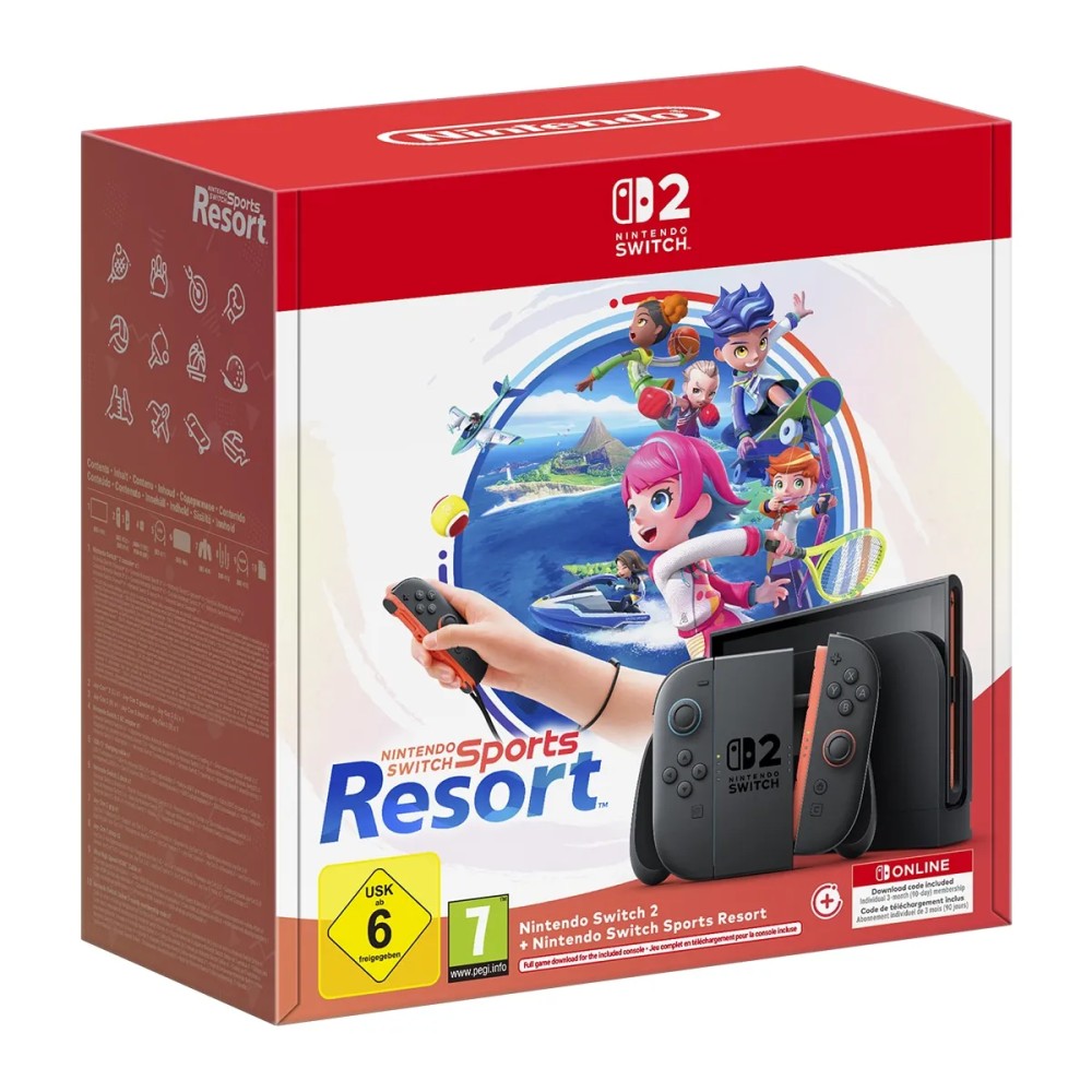 PREVENTA CONSOLA NINTENDO SWITCH 2 + NINTENDO SWITCH SPORTS RESORT + 3 MESES NSO VERSIÓN ESPAÑOLA GARANTÍA EUROPEA EU WARRANTY